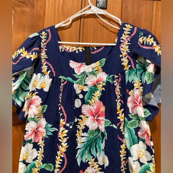 XL Royal Creations Hawaiian MuuMuu Womens muu muu dress cotton blue hibiscus - Picture 3 of 11